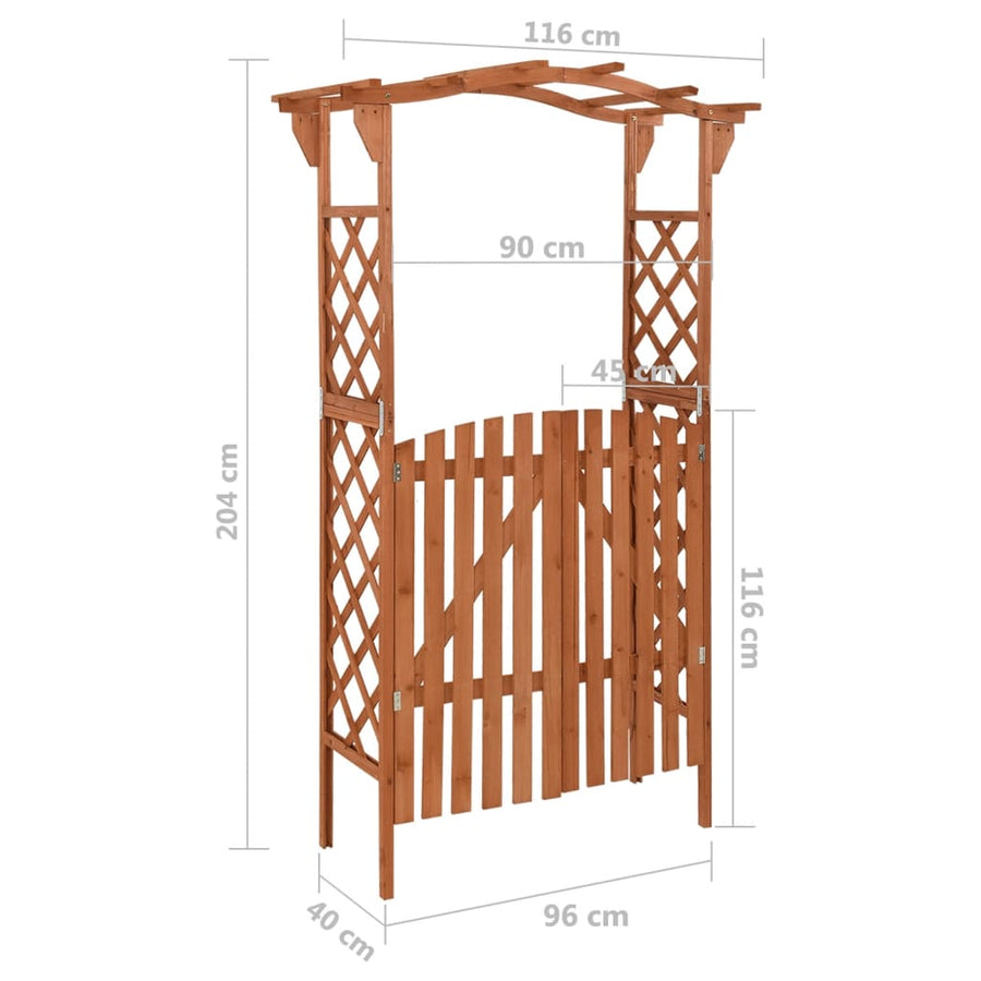 Pergola Met Poort 6X40X204 Cm Massief Vurenhout Grijs Bruin