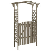 Pergola met poort 116x40x204 cm massief vurenhout grijs