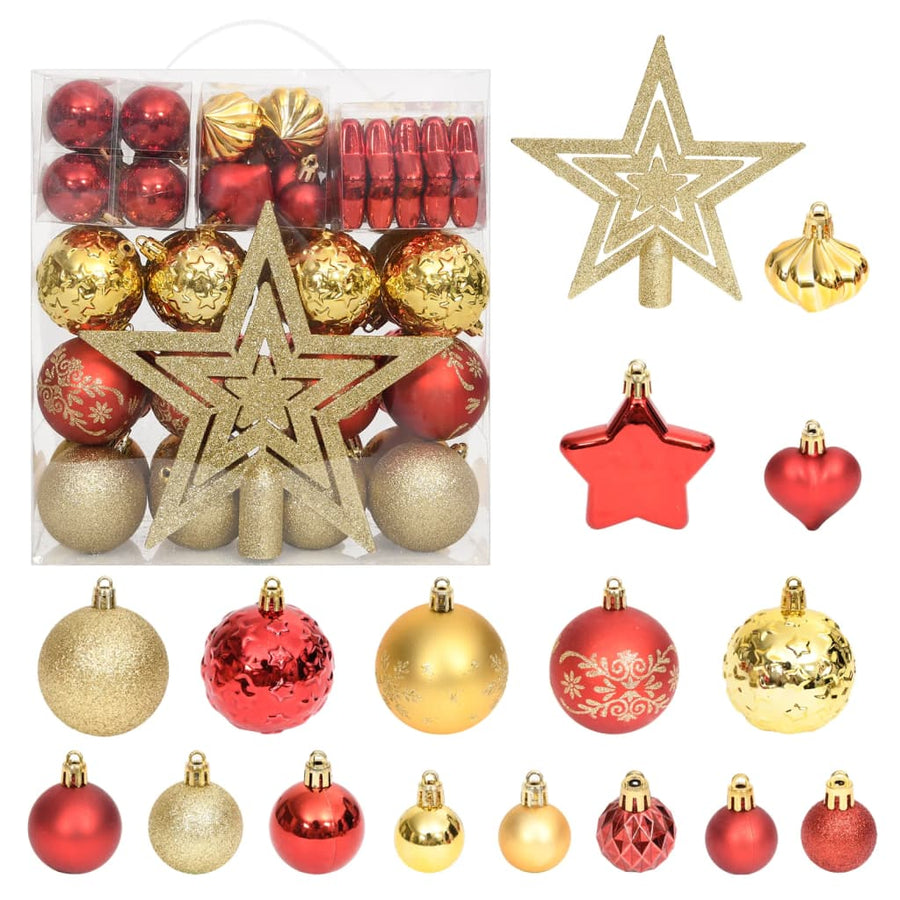 70-Delige Kerstballenset En Rood Goud