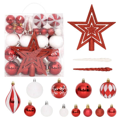 64-Delige Kerstballenset En Wit Rood