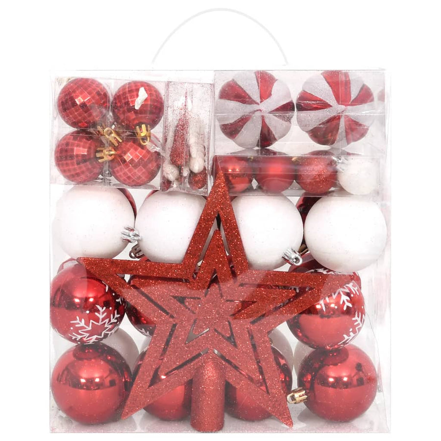 64-Delige Kerstballenset En Wit Rood