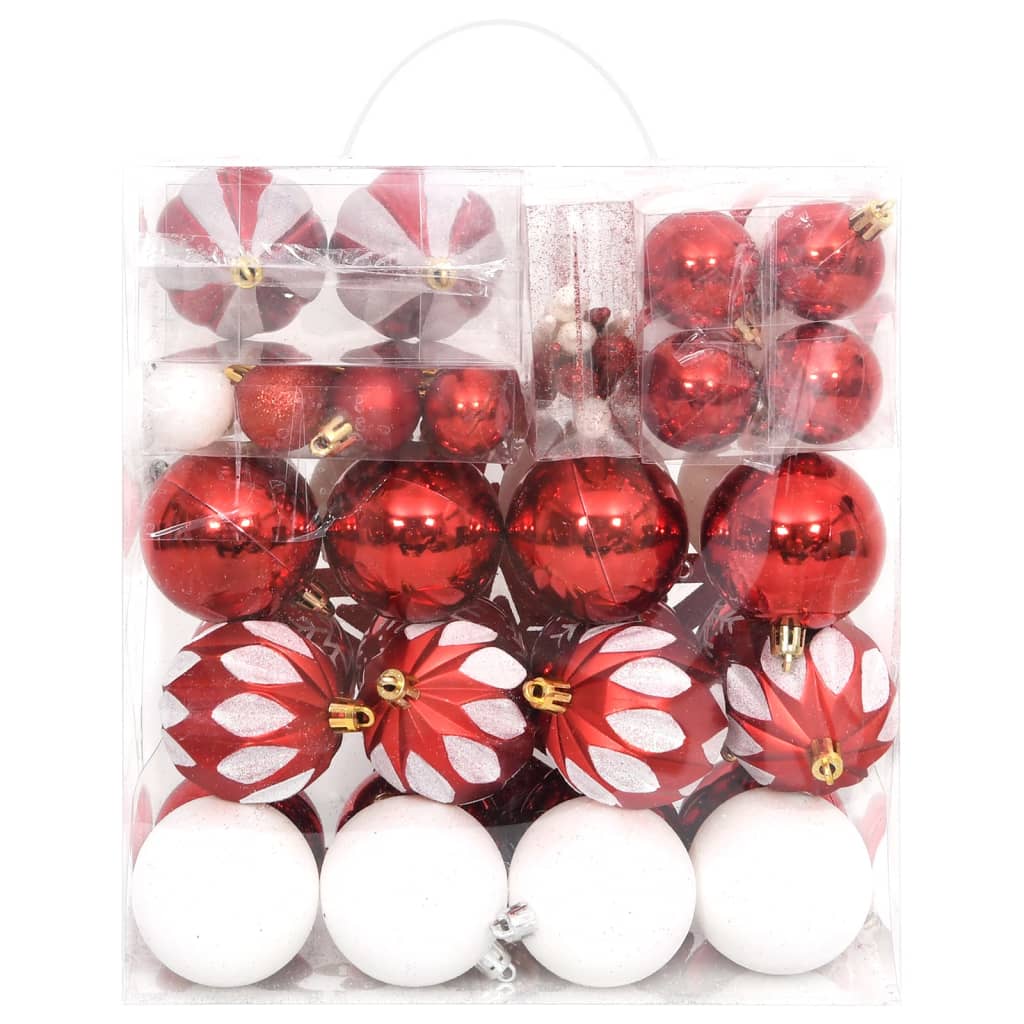 64-Delige Kerstballenset En Wit Rood
