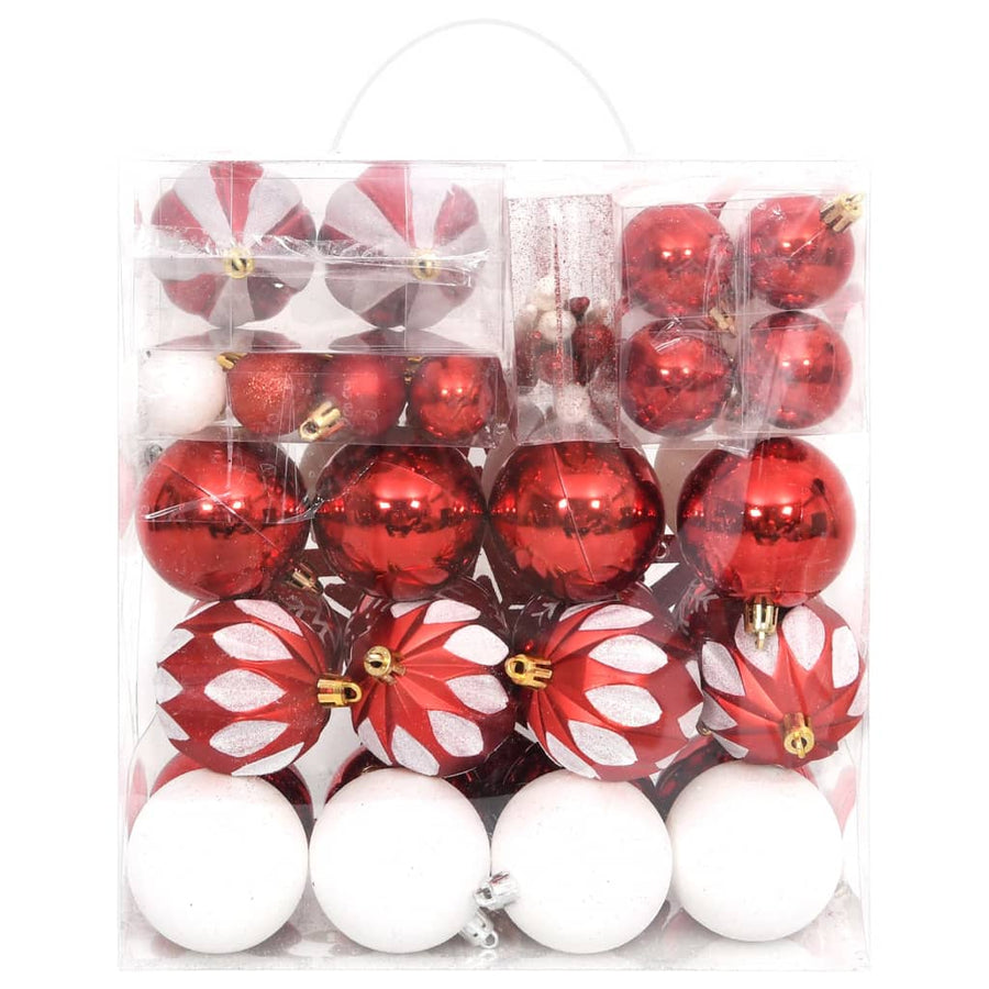 64-Delige Kerstballenset En Wit Rood