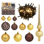 Kerstballenset 120 stuks met piek 300 LED goud brons