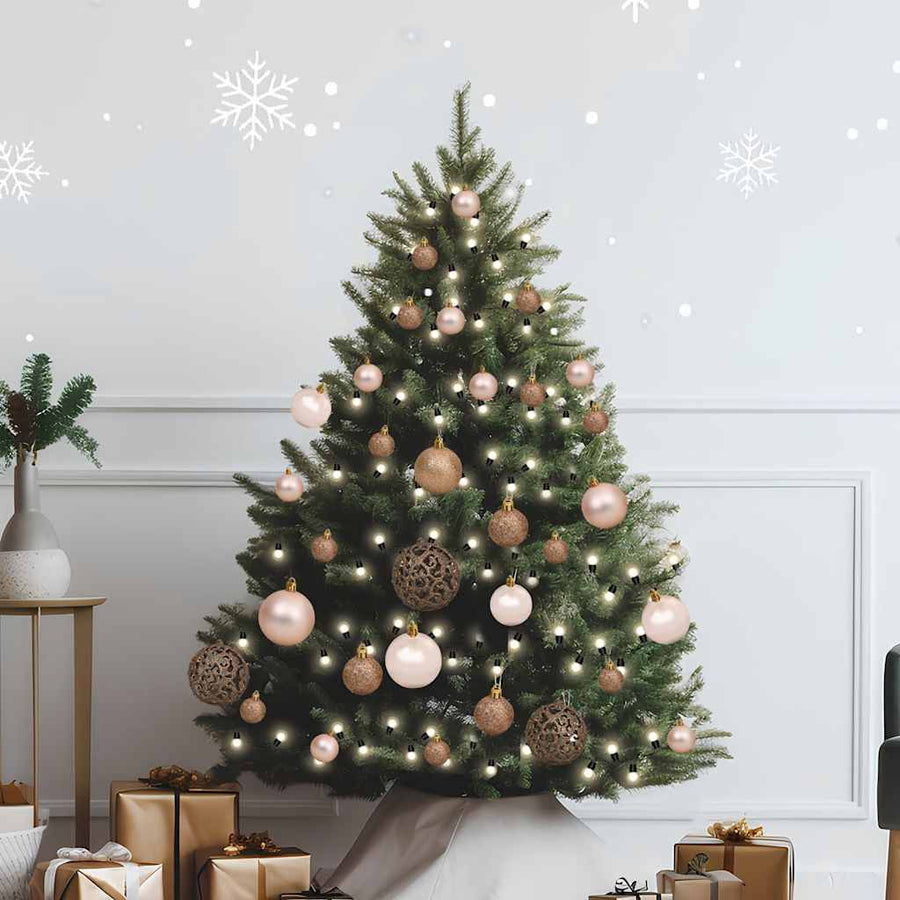 61-delige Kerstballenset met piek en 150 LED's roségoud