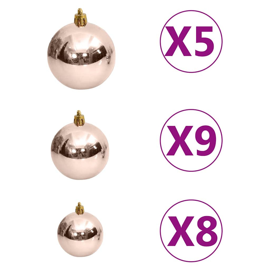61-delige Kerstballenset met piek en 150 LED's roségoud