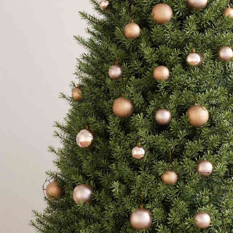 61-delige Kerstballenset met piek en 150 LED's roségoud