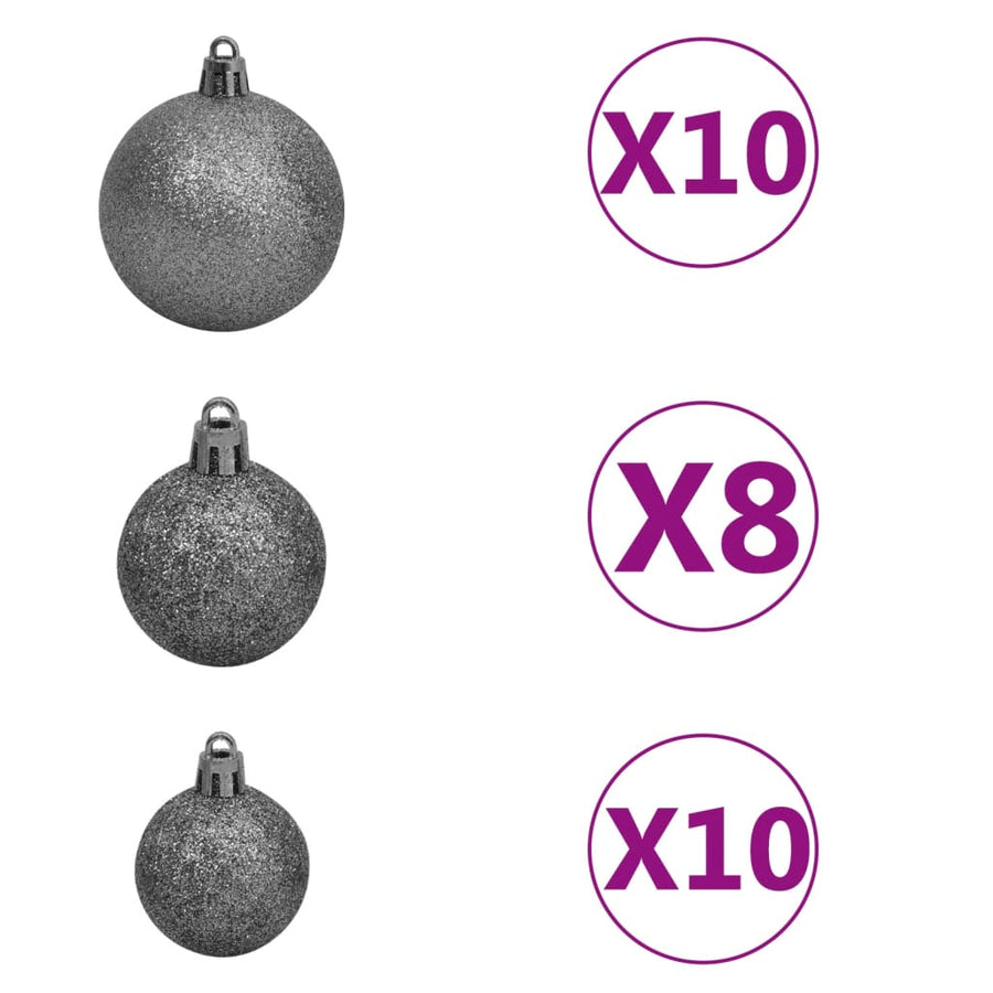 120-Delige Kerstballenset Met Piek En 300 Led's Wit En Grijs