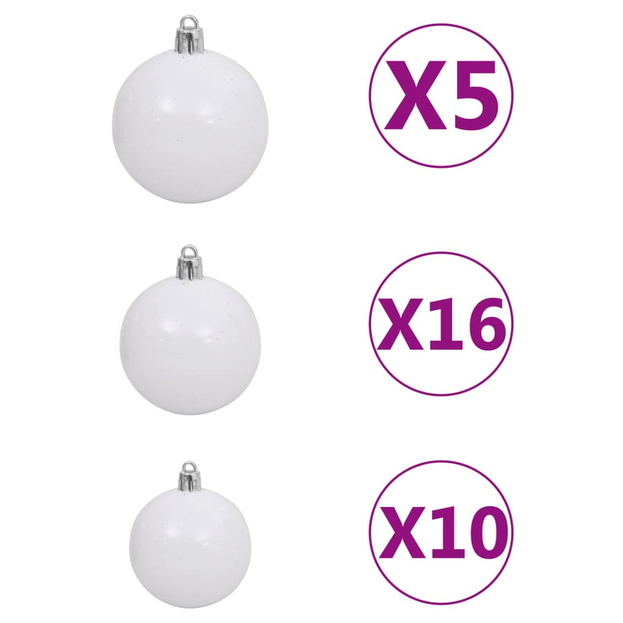 120-Delige Kerstballenset Met Piek En 300 Led's Wit En Grijs