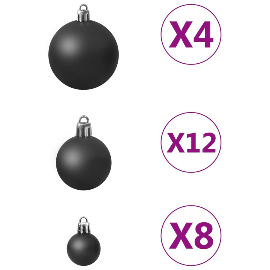-Delige Kerstballenset Zwart