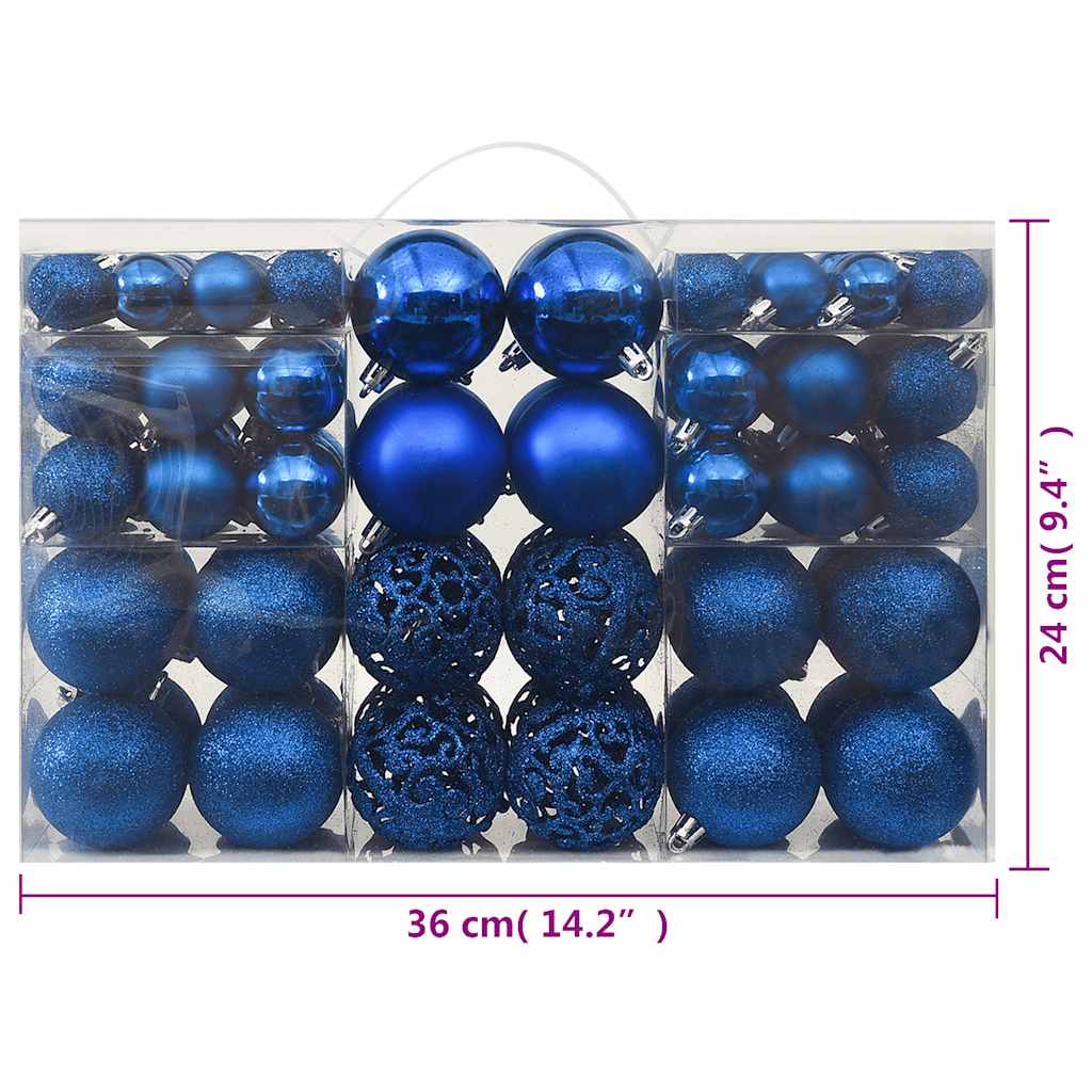 100-delige Kerstballenset blauw