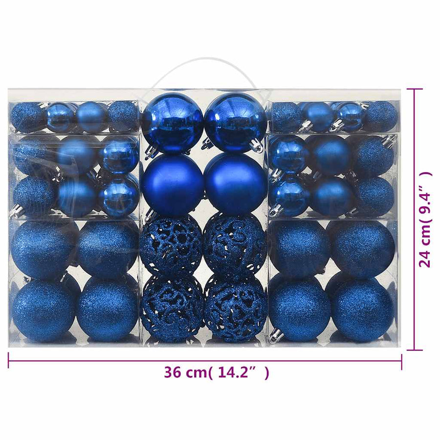 100-delige Kerstballenset blauw
