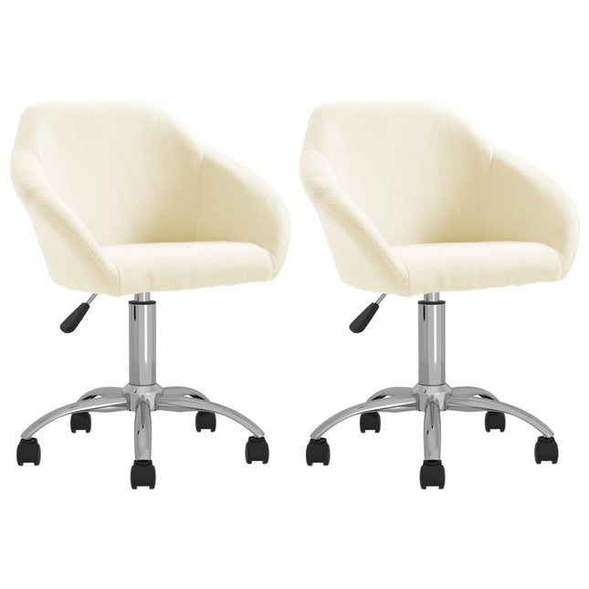 Eetkamerstoelen 2 st draaibaar stof crèmekleurig crème