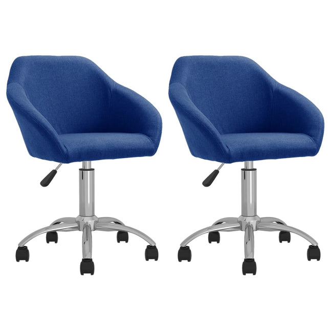 Eetkamerstoelen 2 st draaibaar stof blauw Blauw