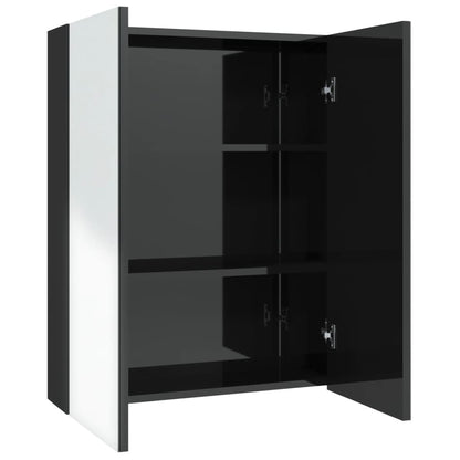 Badkamerkast Met Spiegel 60X5X75 Cm Mdf 1 Glanzend zwart