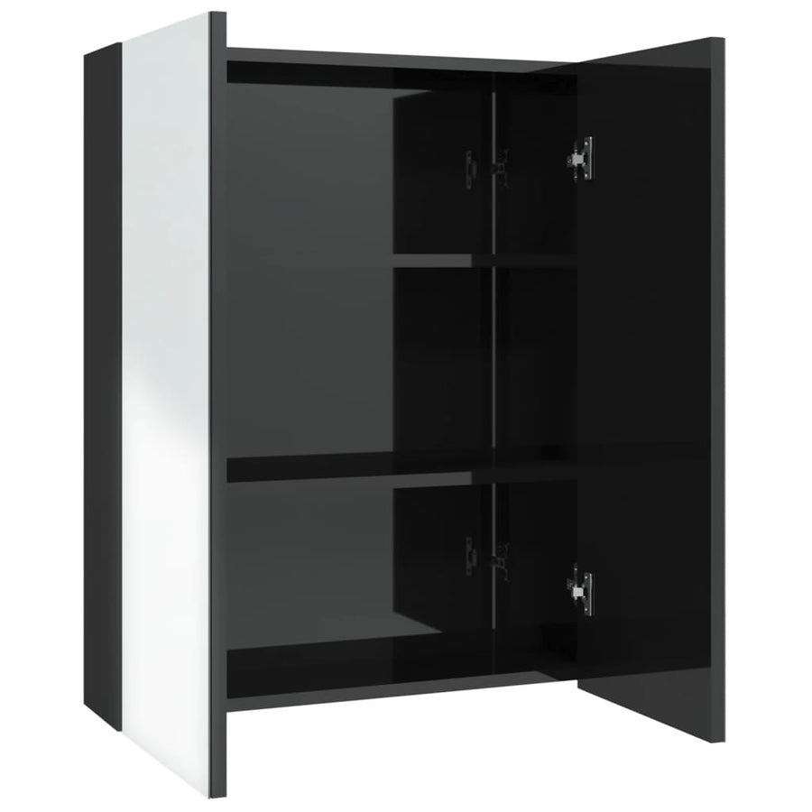 Badkamerkast Met Spiegel 60X5X75 Cm Mdf 1 Glanzend zwart