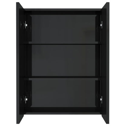 Badkamerkast Met Spiegel 60X5X75 Cm Mdf 1 Glanzend zwart