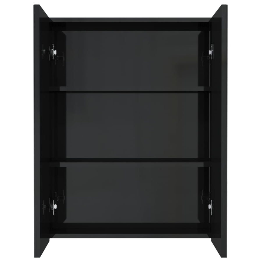 Badkamerkast Met Spiegel 60X5X75 Cm Mdf 1 Glanzend zwart