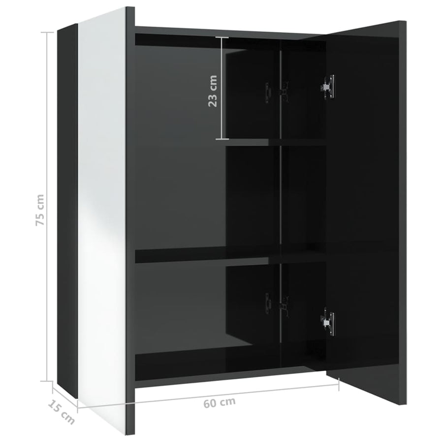 Badkamerkast Met Spiegel 60X5X75 Cm Mdf 1 Glanzend zwart