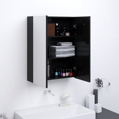 Badkamerkast Met Spiegel 60X5X75 Cm Mdf 1 Glanzend zwart