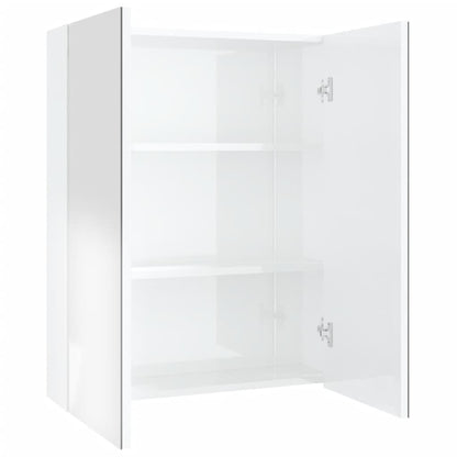 Badkamerkast Met Spiegel 60X5X75 Cm Mdf Glanzend wit