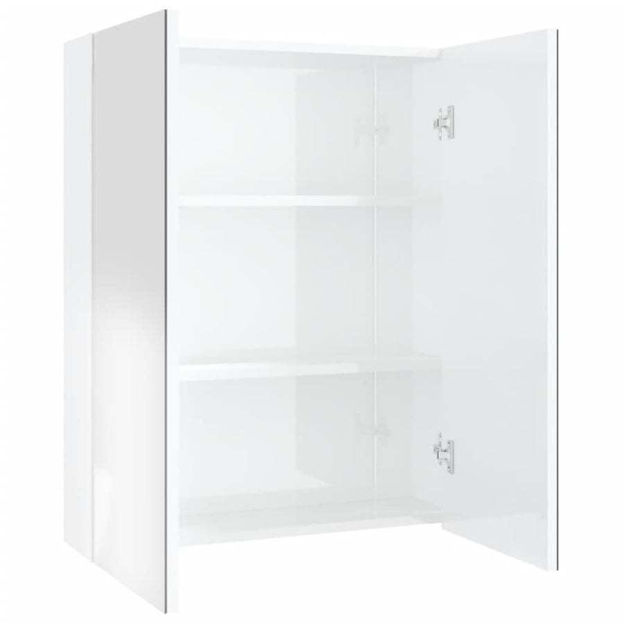 Badkamerkast Met Spiegel 60X5X75 Cm Mdf Glanzend wit
