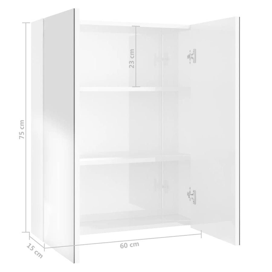 Badkamerkast Met Spiegel 60X5X75 Cm Mdf Glanzend wit