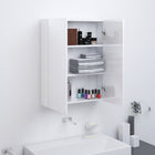 Bathroom cabinet with mirror 60x15x75 cm MDF glossy white