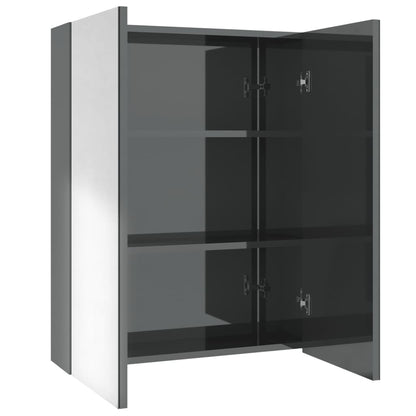 Badkamerkast Met Spiegel 60X15X75 Cm Mdf Glanzend grijs