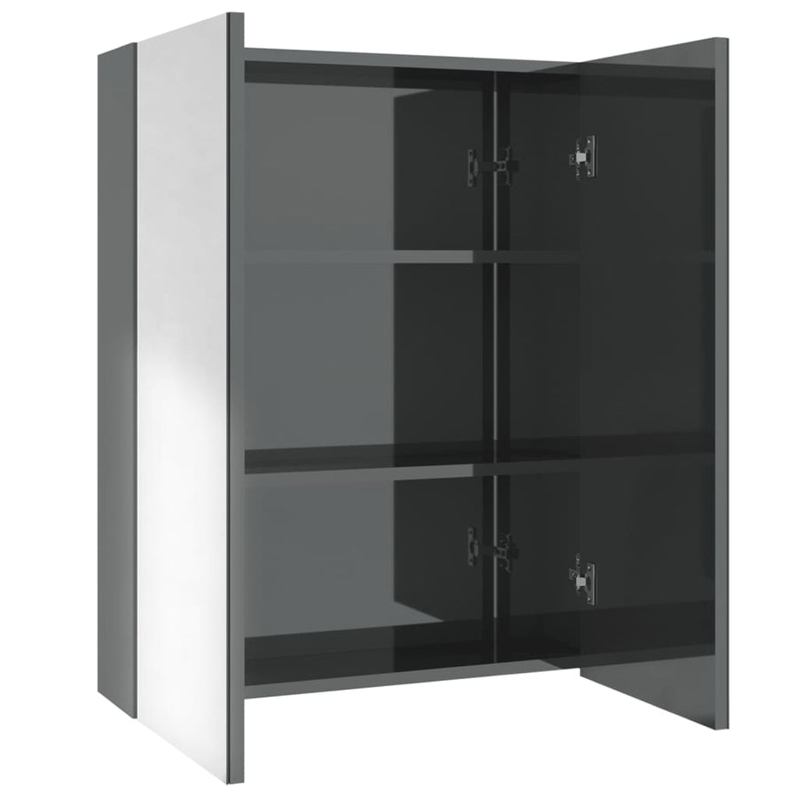 Badkamerkast Met Spiegel 60X15X75 Cm Mdf Glanzend grijs