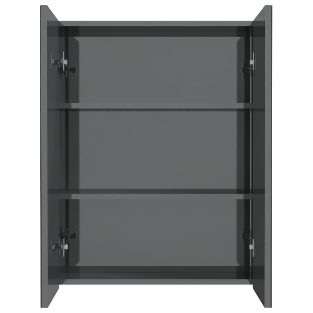 Badkamerkast Met Spiegel 60X15X75 Cm Mdf Glanzend grijs