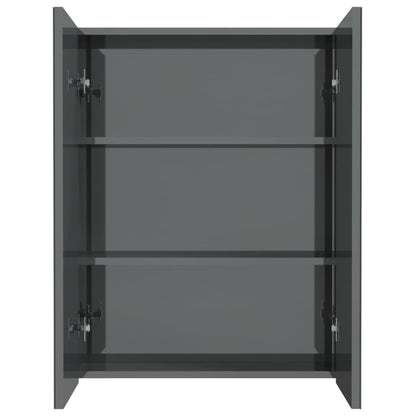 Badkamerkast Met Spiegel 60X15X75 Cm Mdf Glanzend grijs