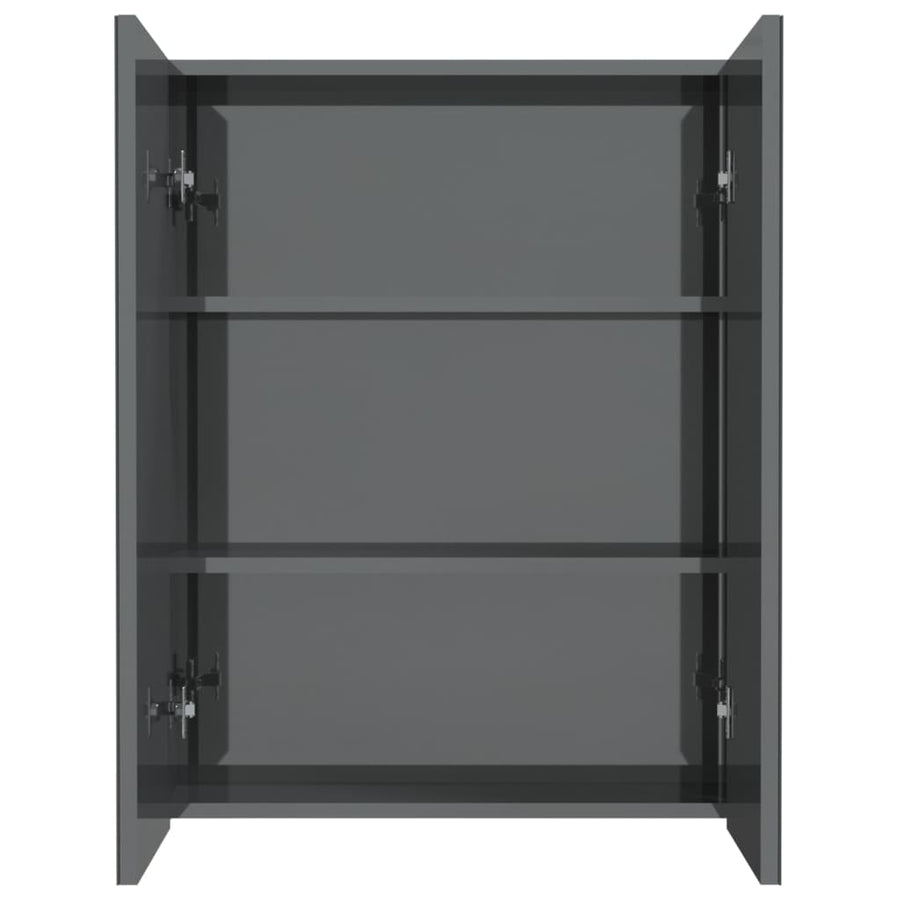 Badkamerkast Met Spiegel 60X15X75 Cm Mdf Glanzend grijs
