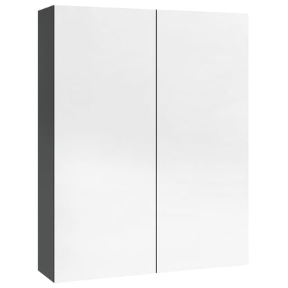 Badkamerkast Met Spiegel 60X15X75 Cm Mdf Glanzend grijs