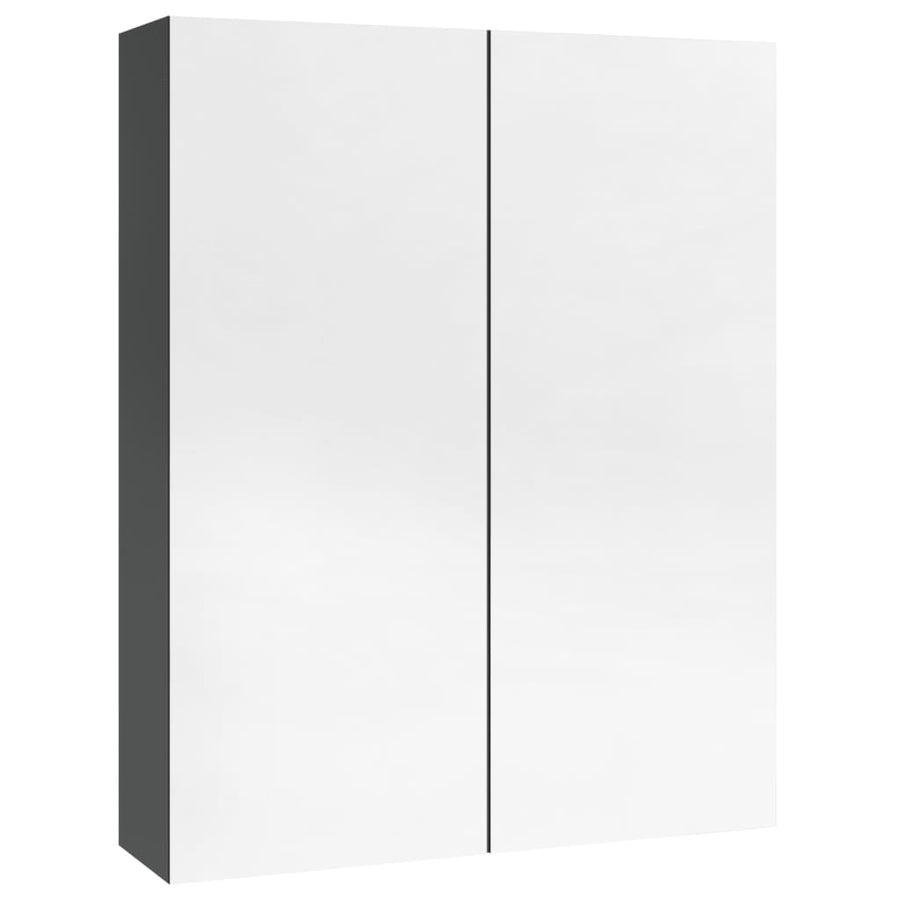 Badkamerkast Met Spiegel 60X15X75 Cm Mdf Glanzend grijs