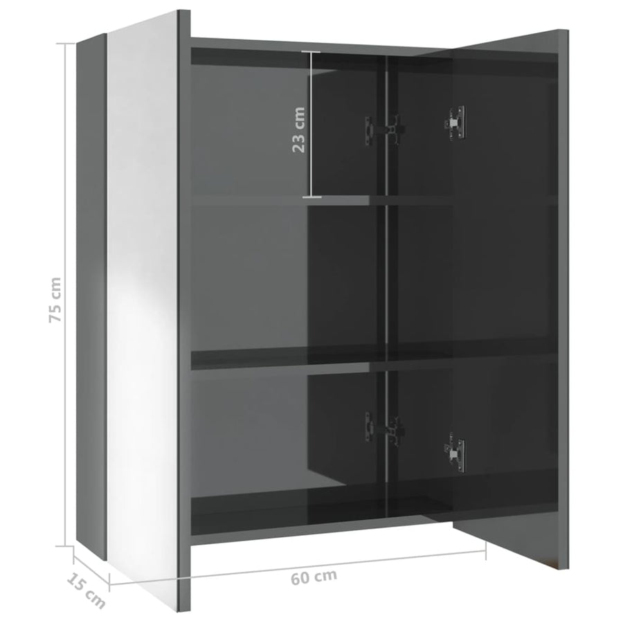Badkamerkast Met Spiegel 60X15X75 Cm Mdf Glanzend grijs