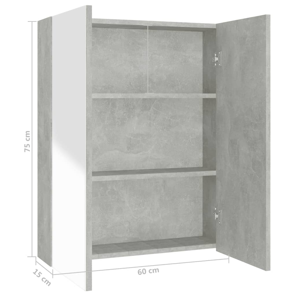 Badkamerkast Met Spiegel 60X15X75 Cm Mdf Betongrijs