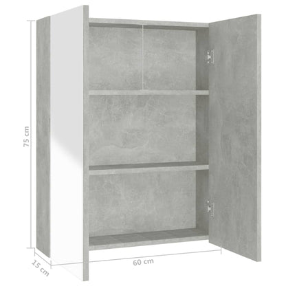 Badkamerkast Met Spiegel 60X15X75 Cm Mdf Betongrijs