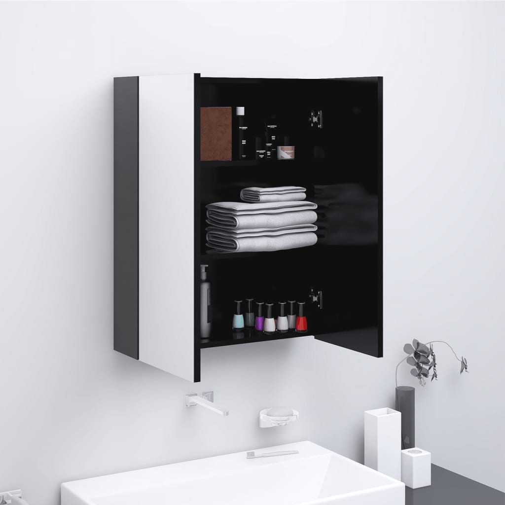 Badkamerkast Met Spiegel 60X5X75 Cm Mdf Kleurig Antraciet