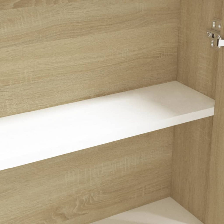Badkamerkast Met Spiegel 60X5X75 Cm Mdf Kleurig Wit en eiken