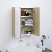 Badkamerkast met spiegel 60x15x75 cm MDF wit eiken