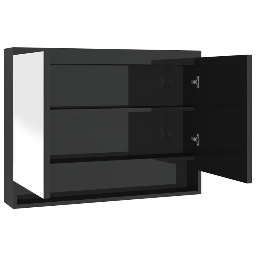 Badkamerkast Met Spiegel 80X15X60 Cm Mdf Glanzend zwart
