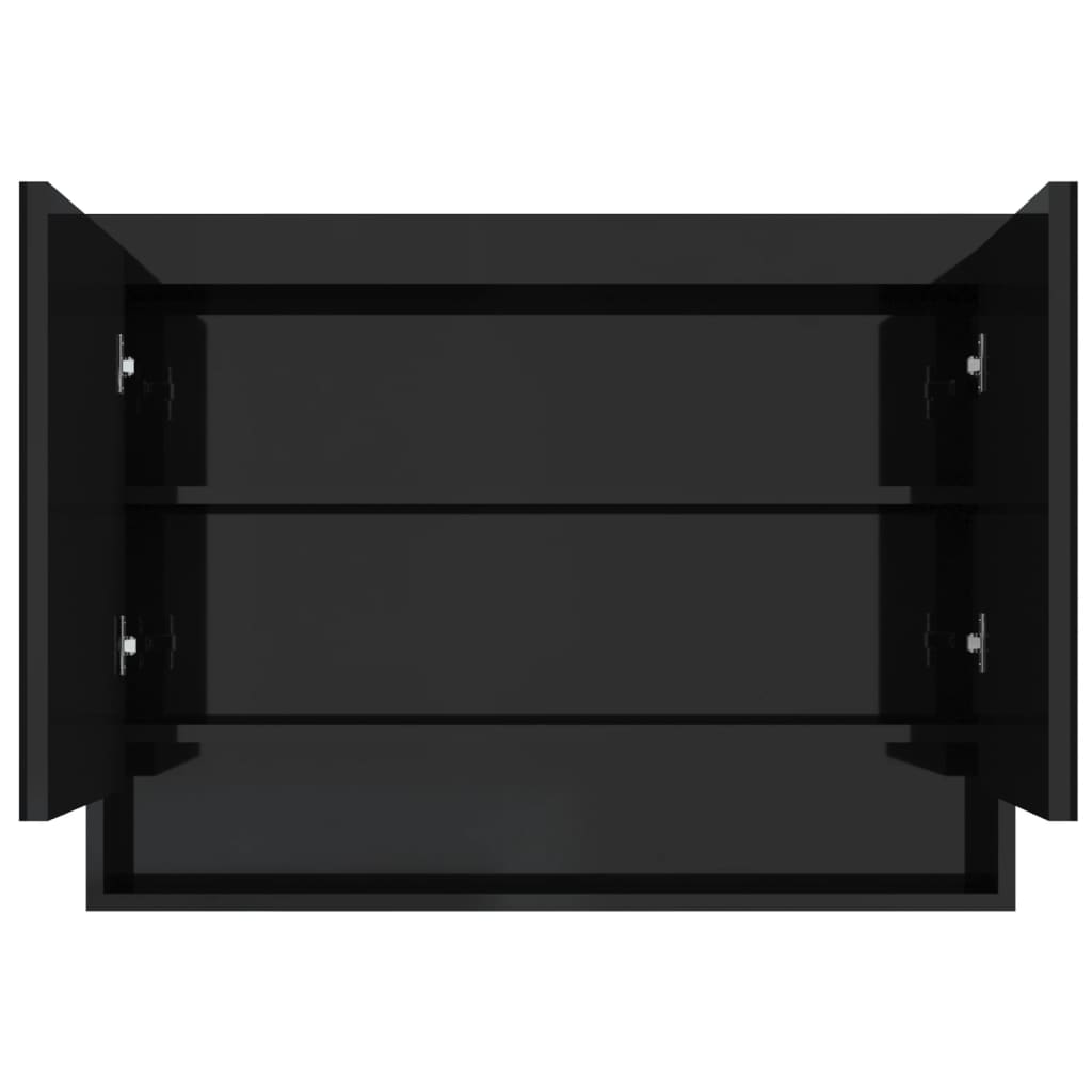 Badkamerkast Met Spiegel 80X15X60 Cm Mdf Glanzend zwart