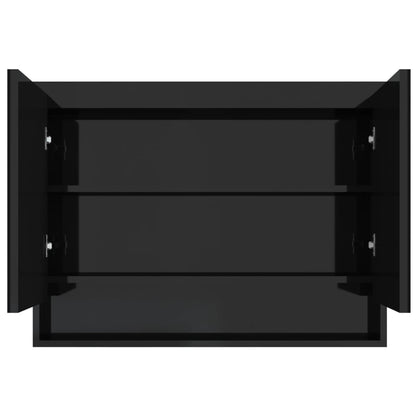 Badkamerkast Met Spiegel 80X15X60 Cm Mdf Glanzend zwart