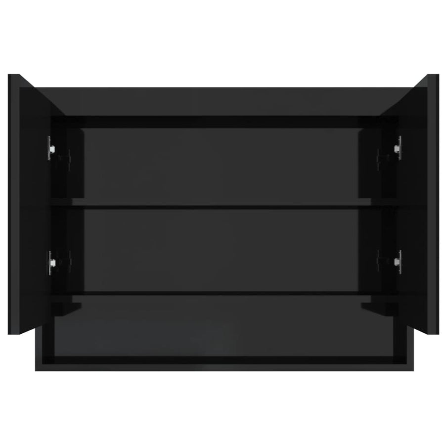 Badkamerkast Met Spiegel 80X15X60 Cm Mdf Glanzend zwart