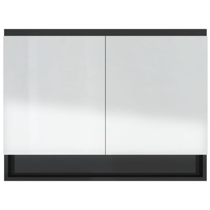 Badkamerkast Met Spiegel 80X15X60 Cm Mdf Glanzend zwart