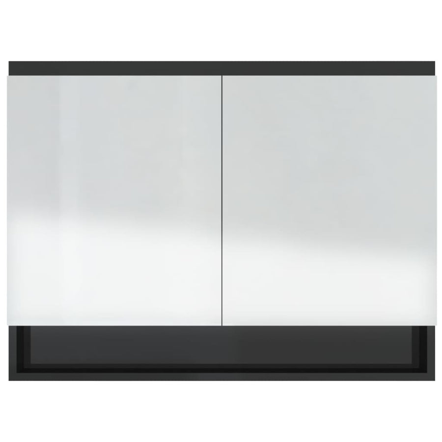 Badkamerkast Met Spiegel 80X15X60 Cm Mdf Glanzend zwart