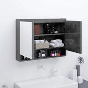 Badkamerkast met spiegel 80x15x60 cm grijs