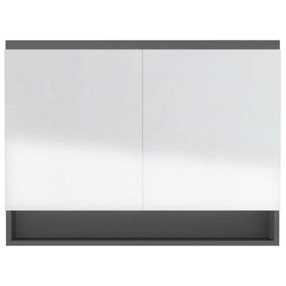 Badkamerkast Met Spiegel 80X5X60 Cm Mdf Grijs