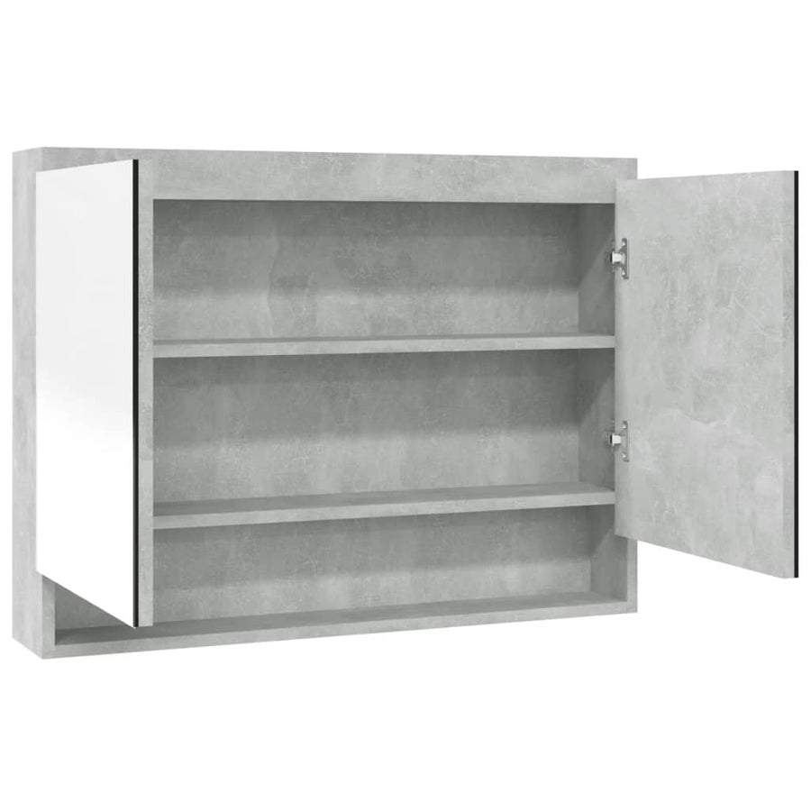 Badkamerkast Met Spiegel 80X15X60 Cm Mdf Betongrijs